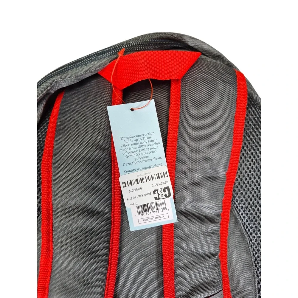 Cat & Jack Kids Shark Novelty Backpack Blue Grey Red 16.5 inch School Bag NWT